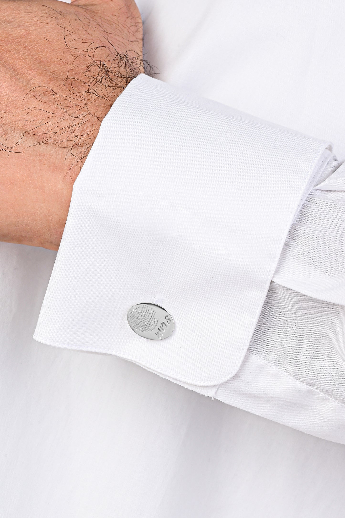 Timeless Touch Silver Fingerprint Cufflink