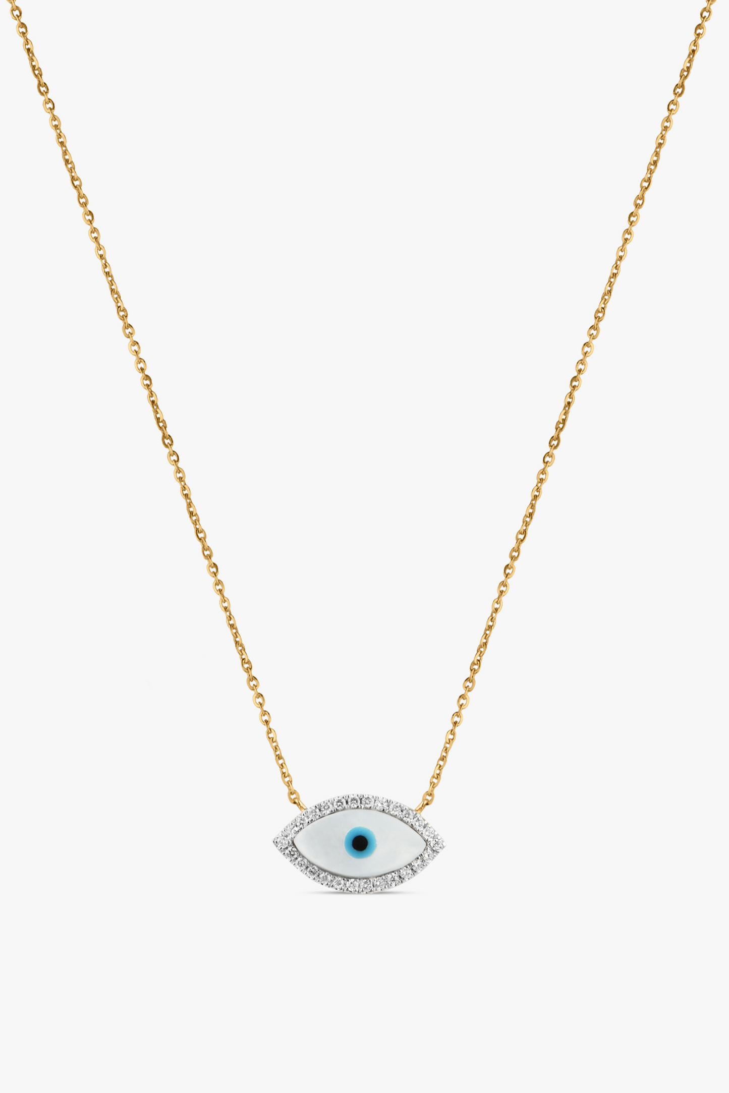 Evil Eye Mother Of Pearl Diamond Necklace