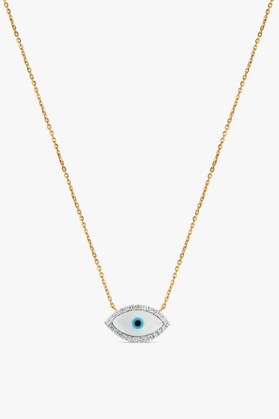 Evil Eye Mother Of Pearl Diamond Necklace