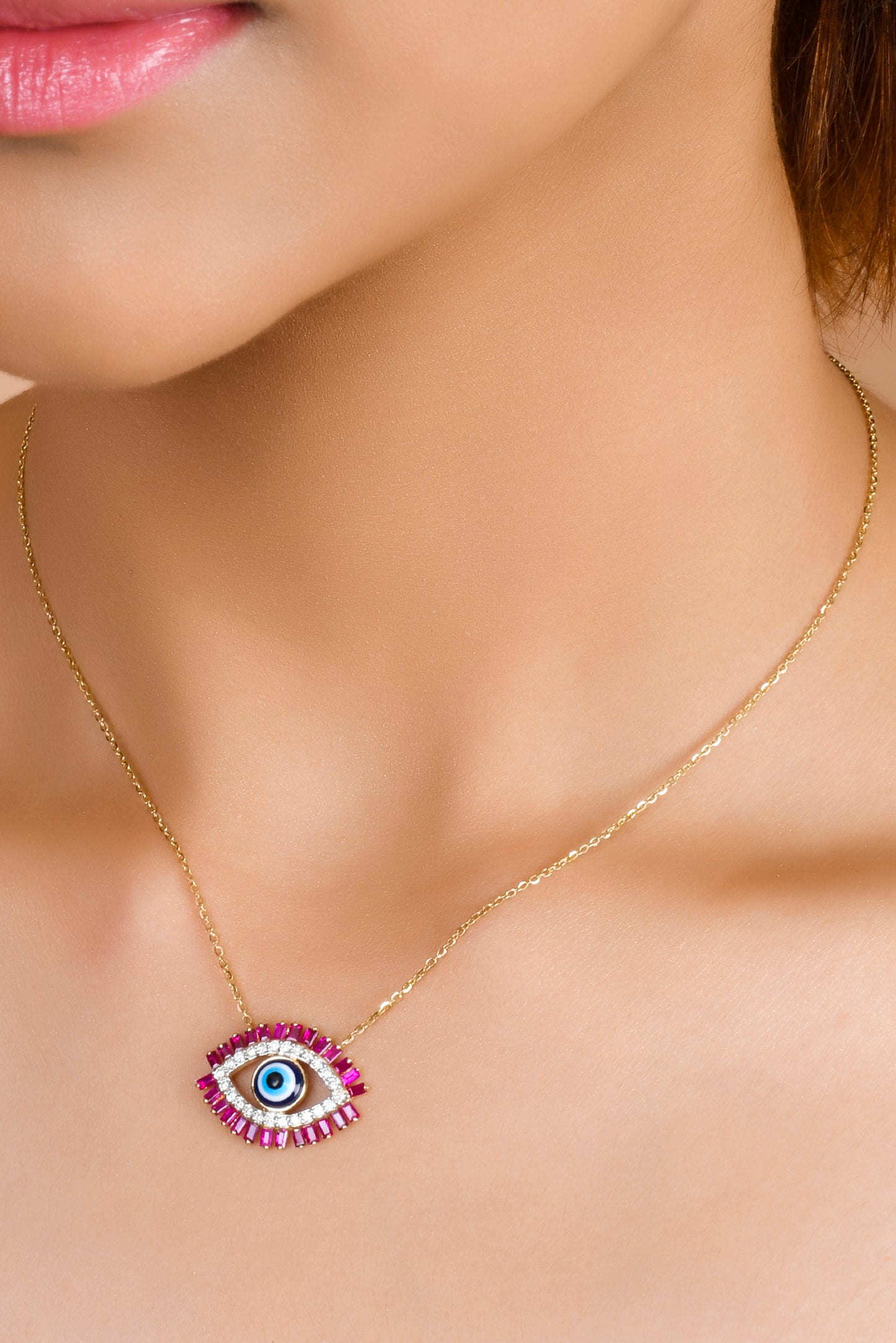 Ruby Evil Eyelash Necklace