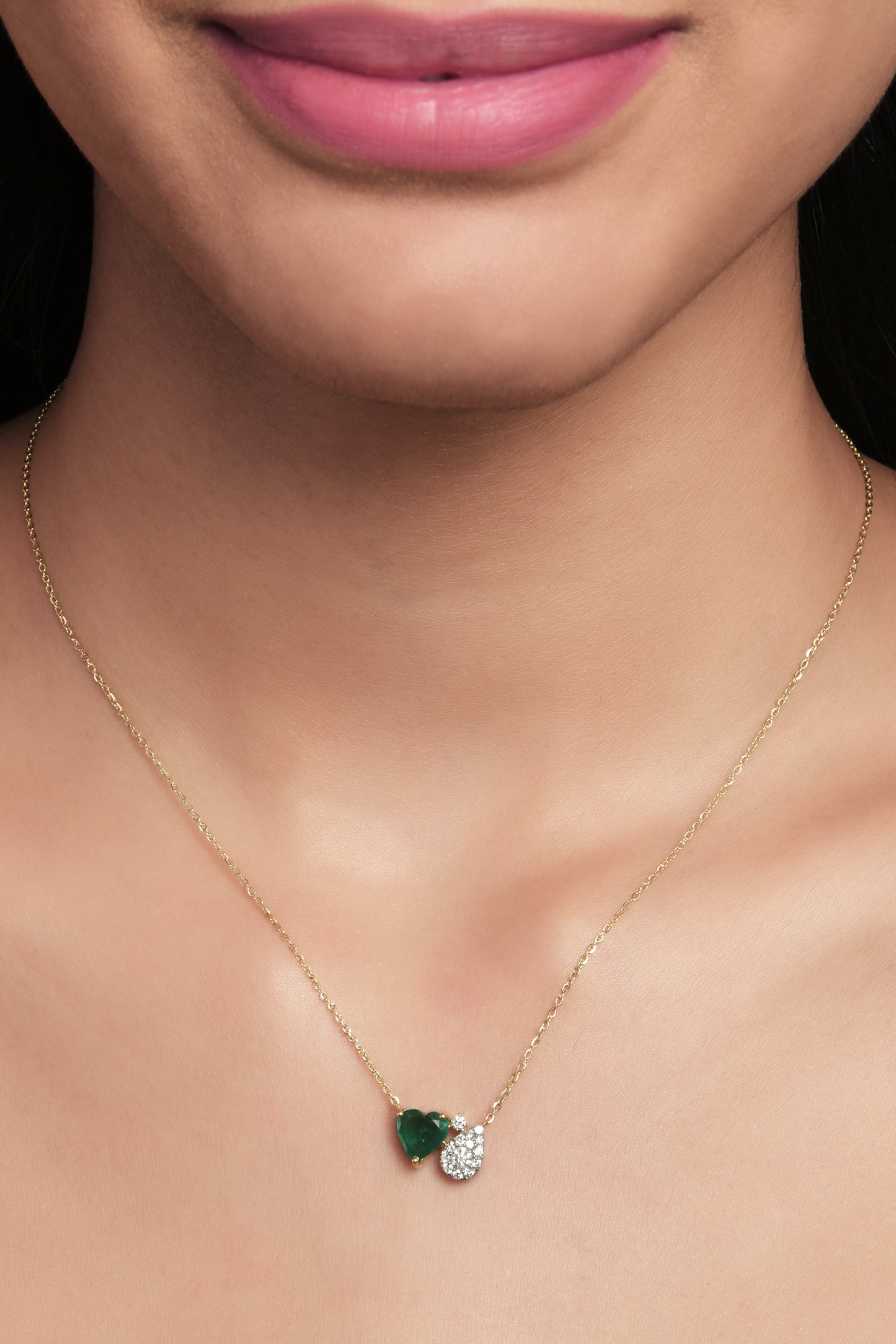 Zambian Emerald Heart Shaped Necklace