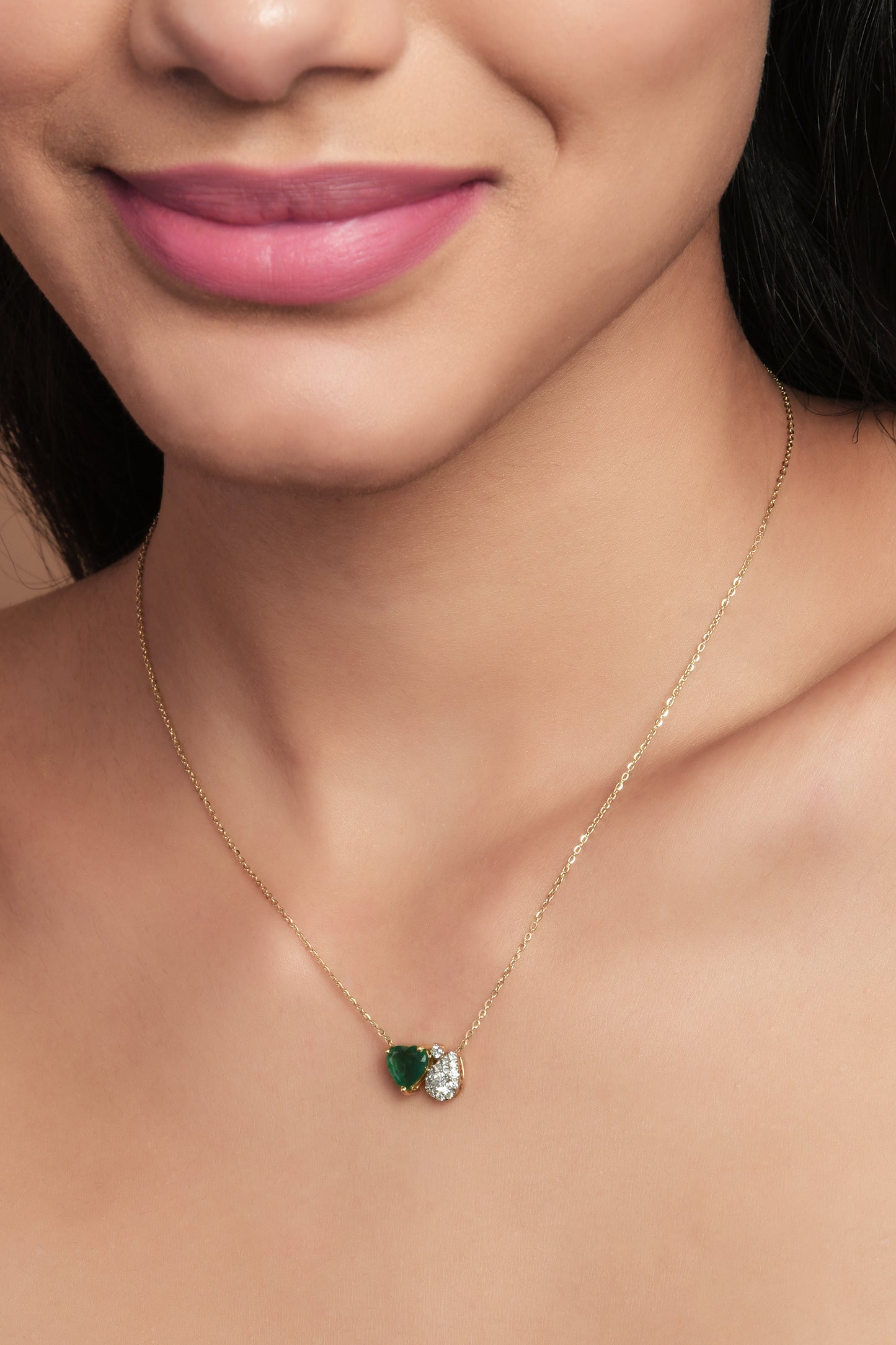 Zambian Emerald Heart Shaped Necklace