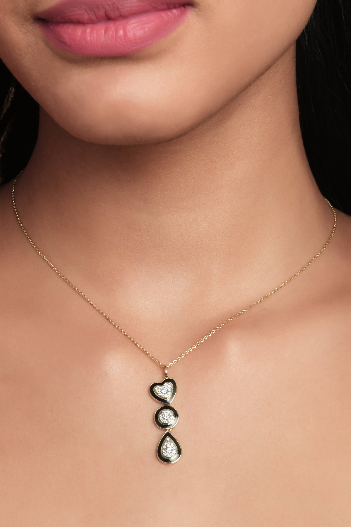 Three Shape Enamel Necklace