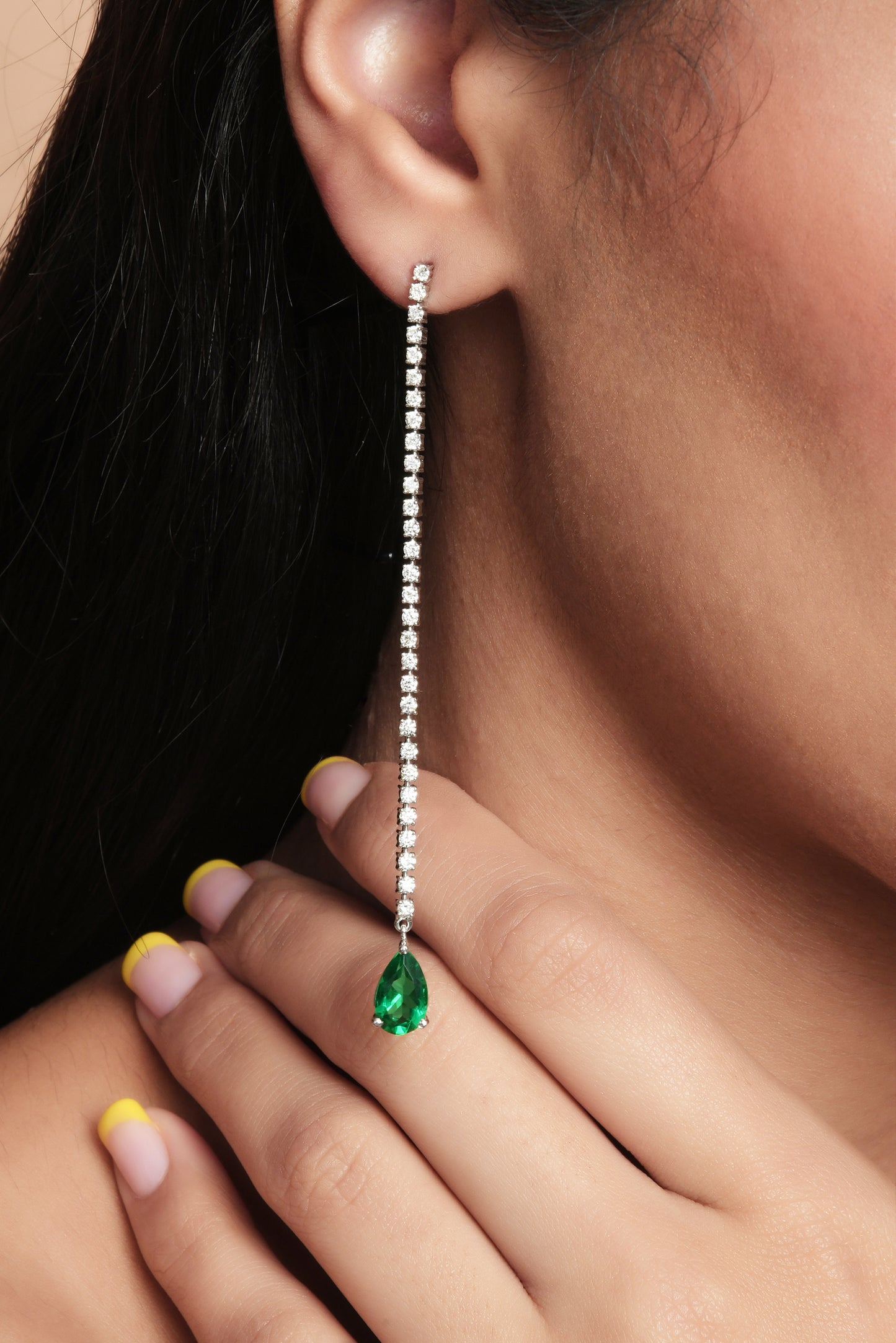 Shoulder Duster Emerald Drop Earring