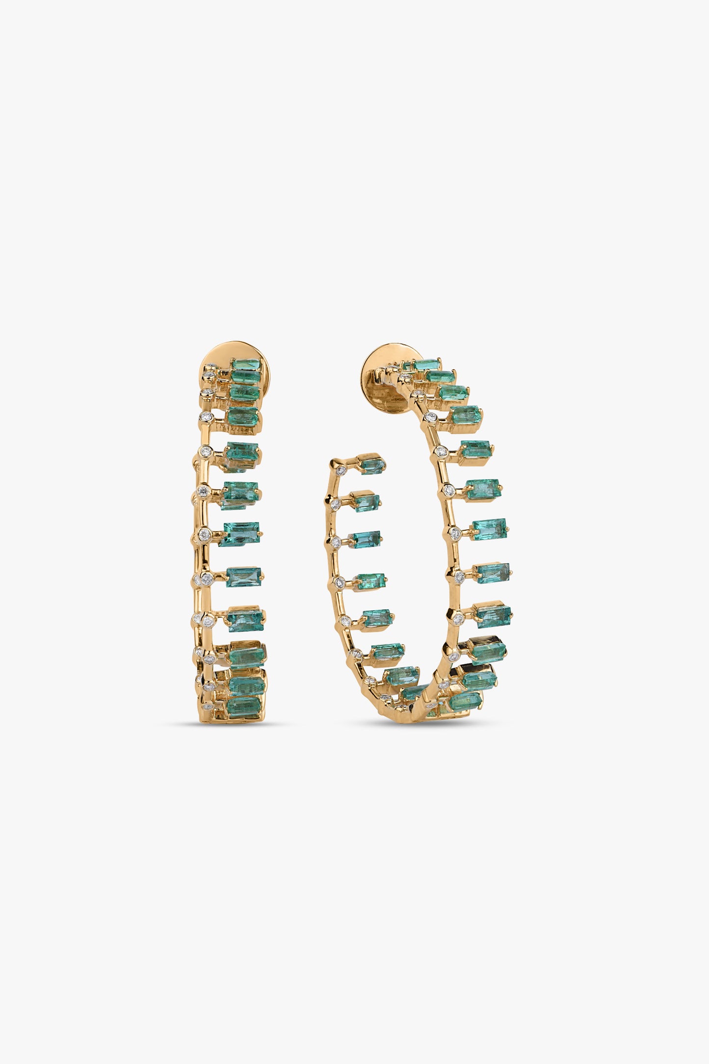 Zambian Emerald Spaced Hoops