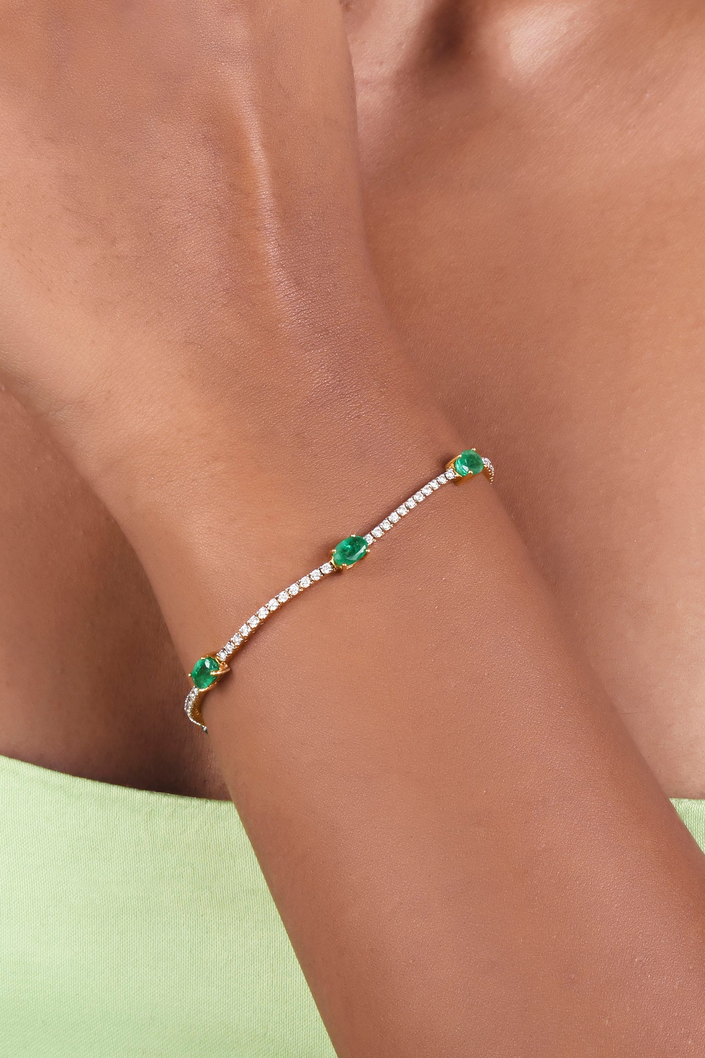 Zambian Oval Emerald and Diamond Bracelet