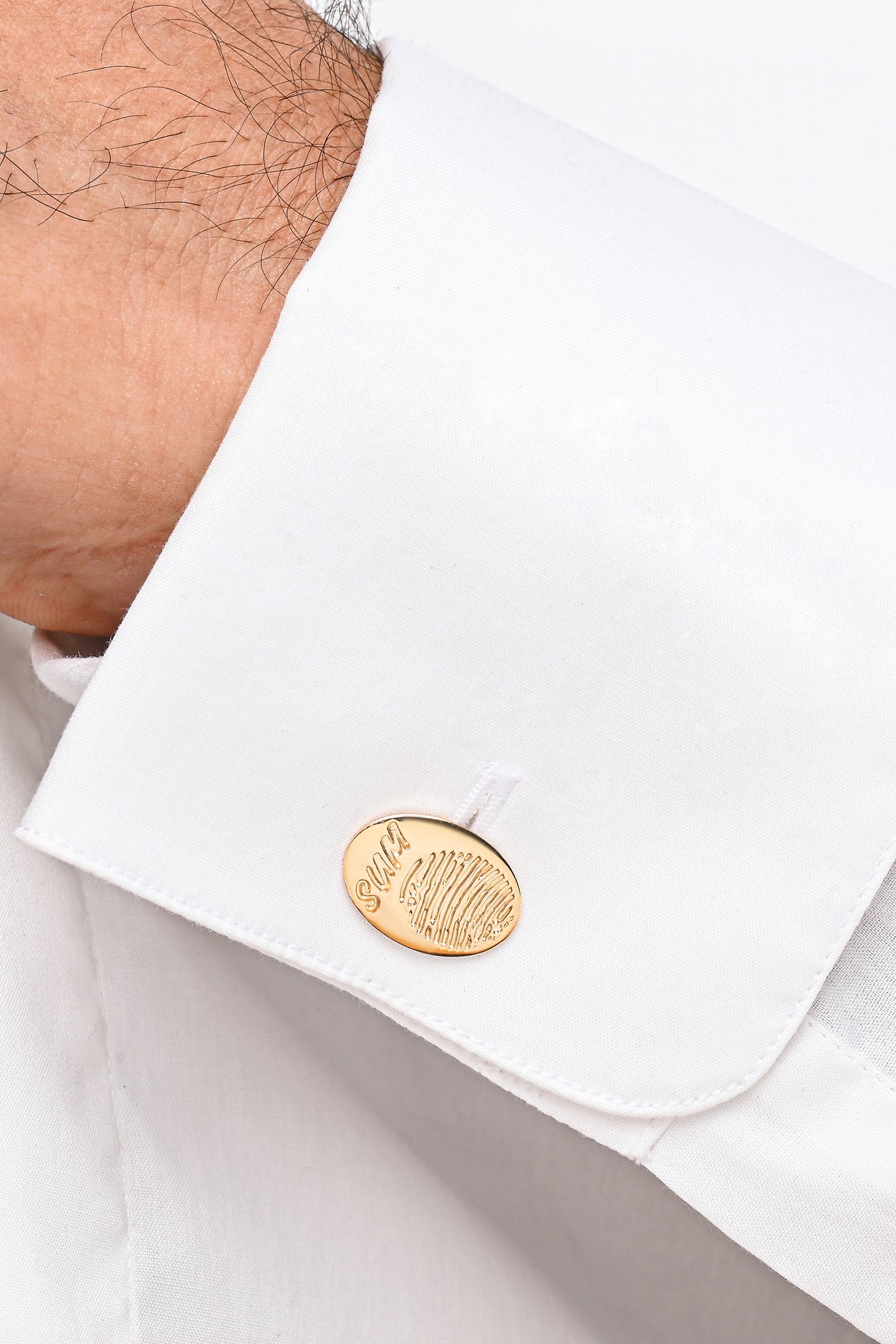 Load image into Gallery viewer, Time Less  Touch Gold Fingerprint Cufflink
