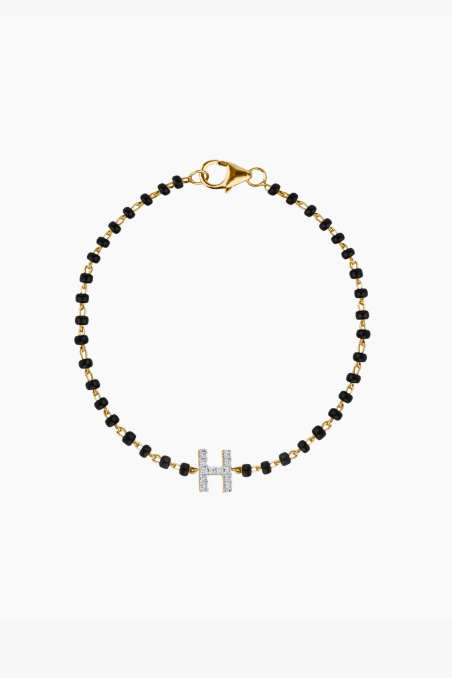Initial Black Beaded Bracelet