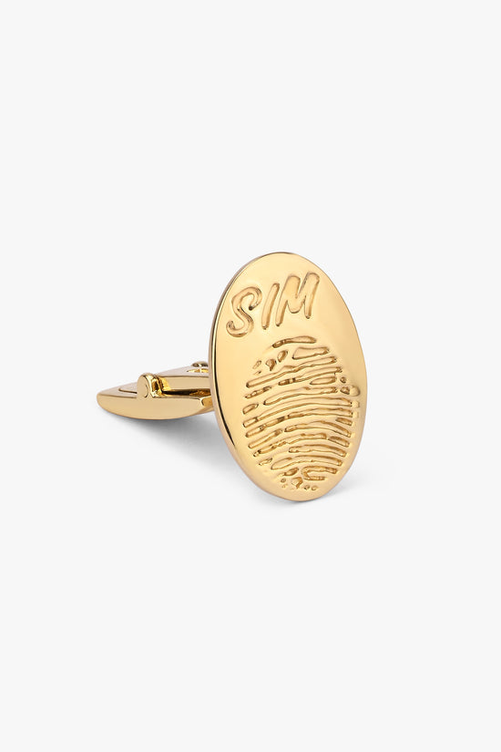 Load image into Gallery viewer, Time Less  Touch Gold Fingerprint Cufflink
