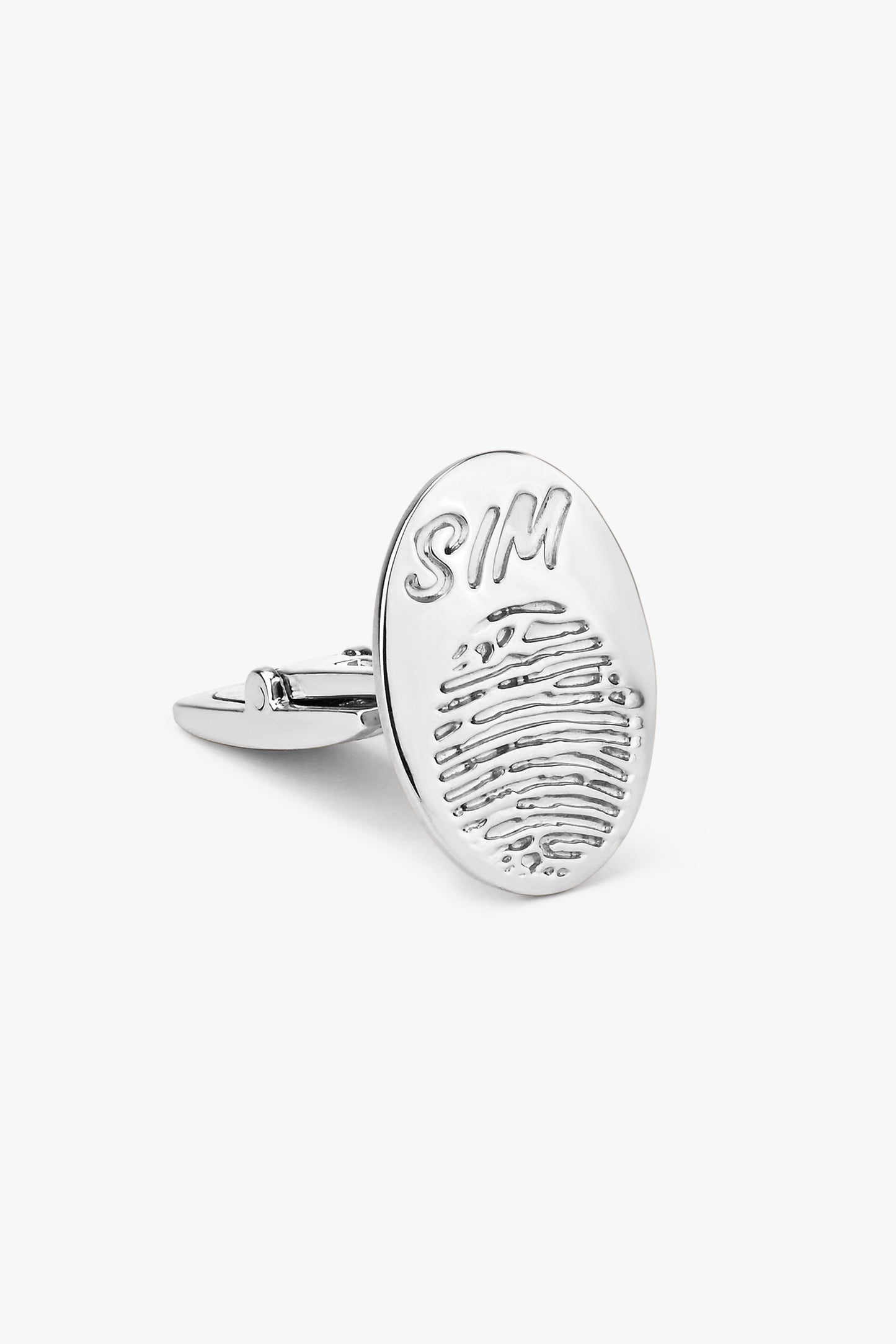 Load image into Gallery viewer, Timeless Touch Silver Fingerprint Cufflink
