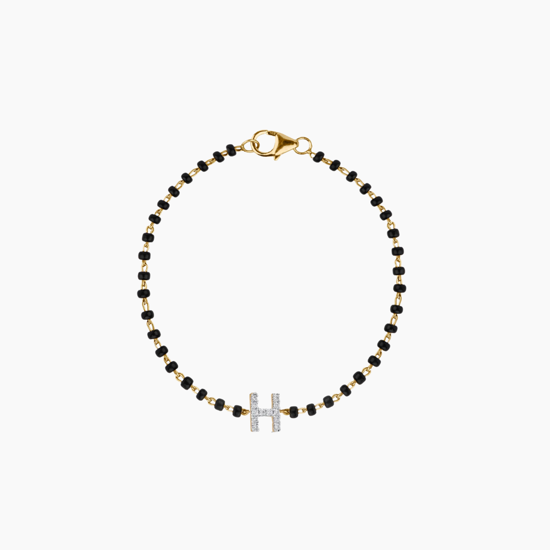 22Kt Gold Black Bead Baby Bracelet 67VB166