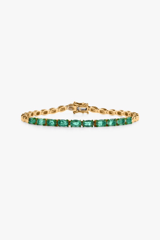 Zambian Emerald and Gold Tennis Bracelet