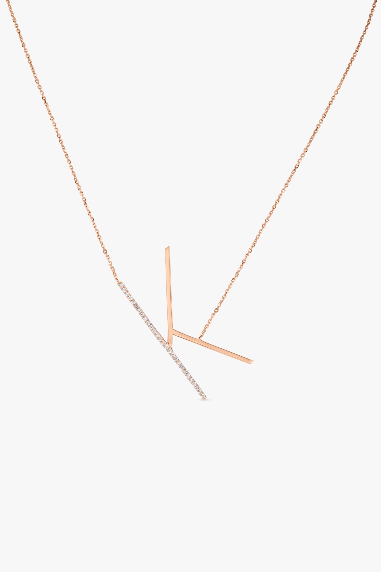 Load image into Gallery viewer, Slant Half Diamond Initial Necklace
