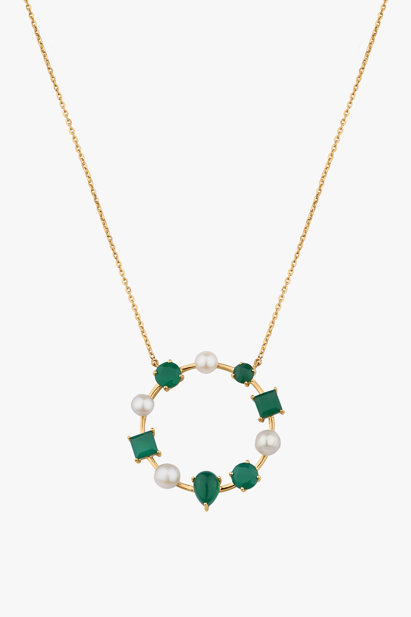 Load image into Gallery viewer, Circle of Pearl and Emerald Necklace

