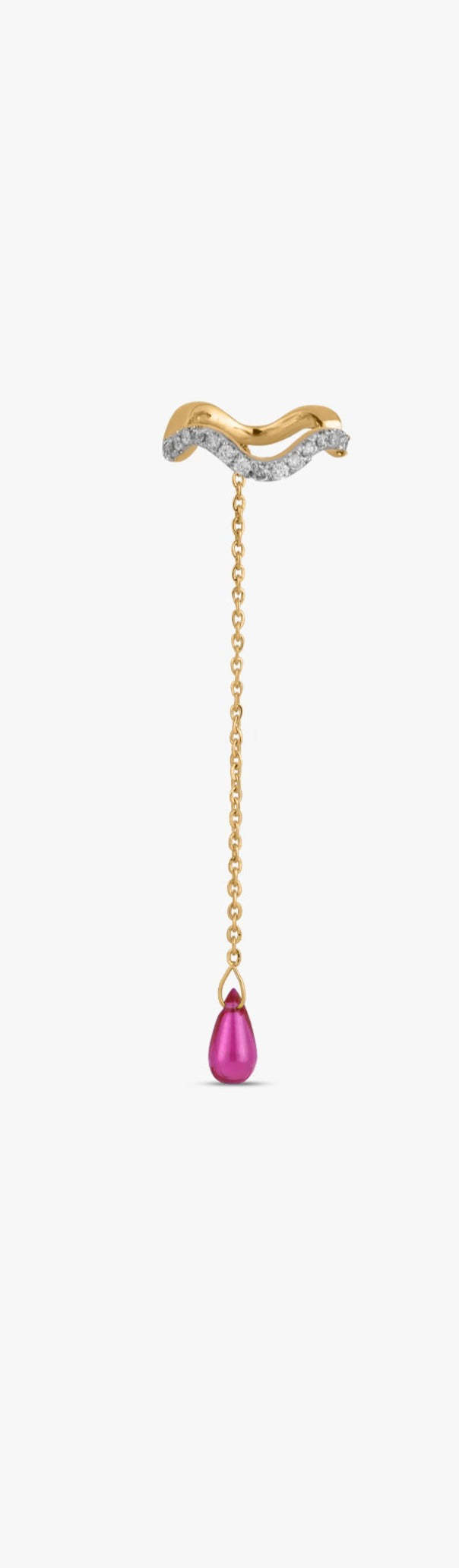 Dangling Ruby Ear Cuff