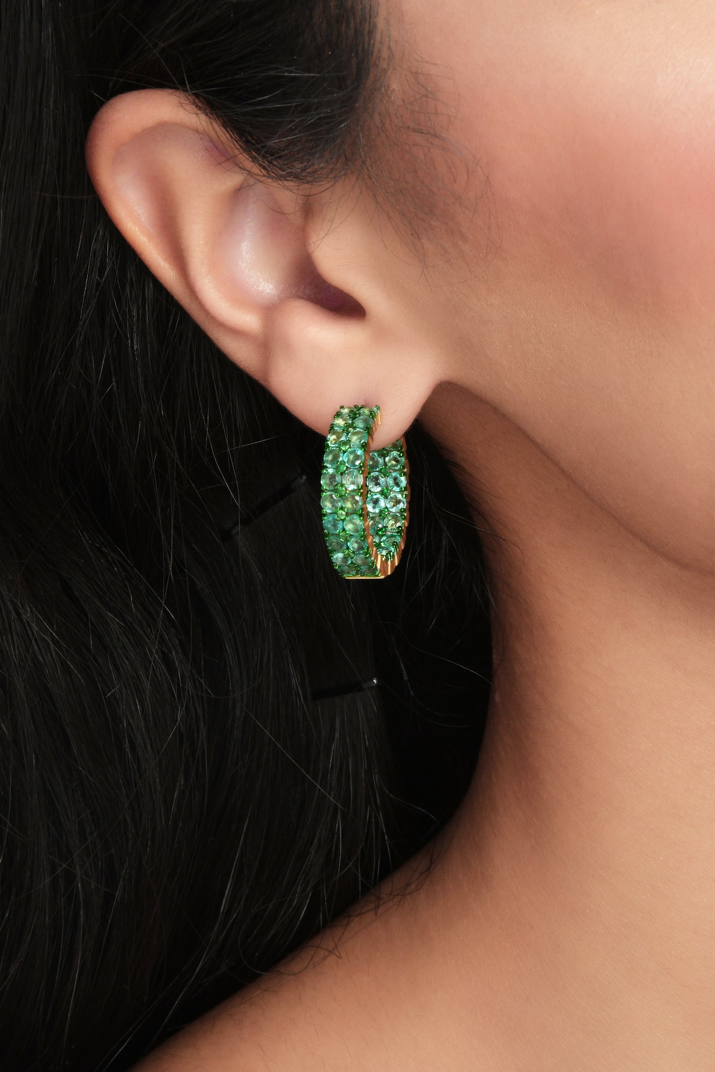 Load image into Gallery viewer, Zambian Emerald Hoops
