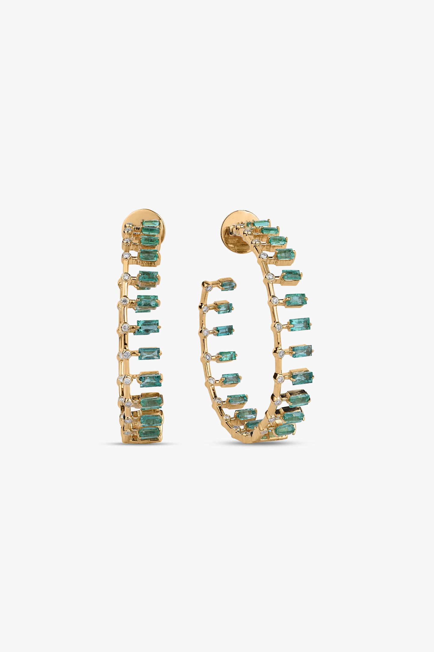 Load image into Gallery viewer, Zambian Emerald Spaced Hoops
