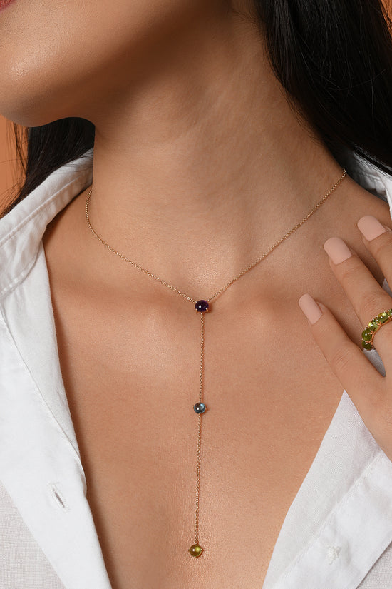 Load image into Gallery viewer, Coloured Stone Cleavage Necklace
