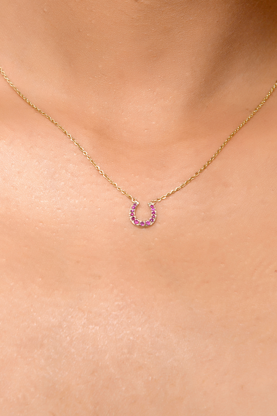 Load image into Gallery viewer, Ruby Horse Shoe Necklace

