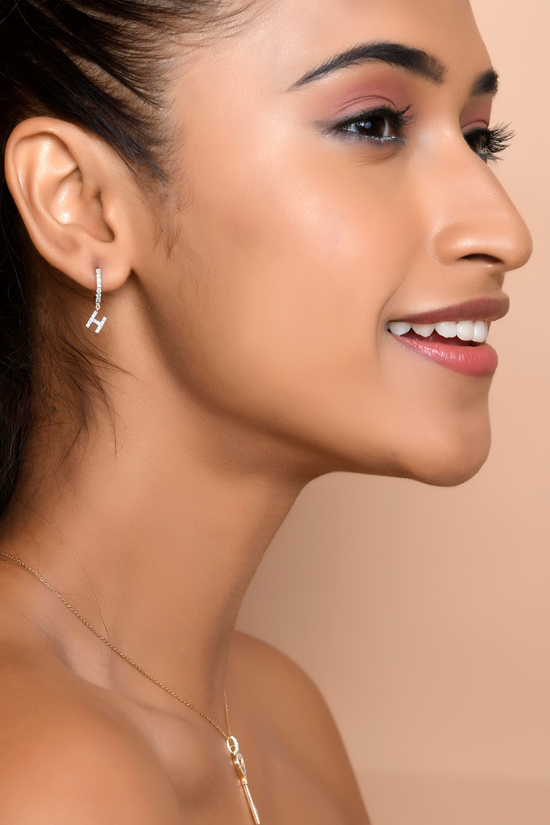 Customized Diamond Initial Earrings