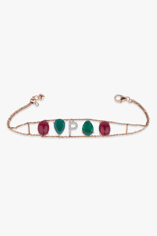 Load image into Gallery viewer, Initial Color Stone Bracelet
