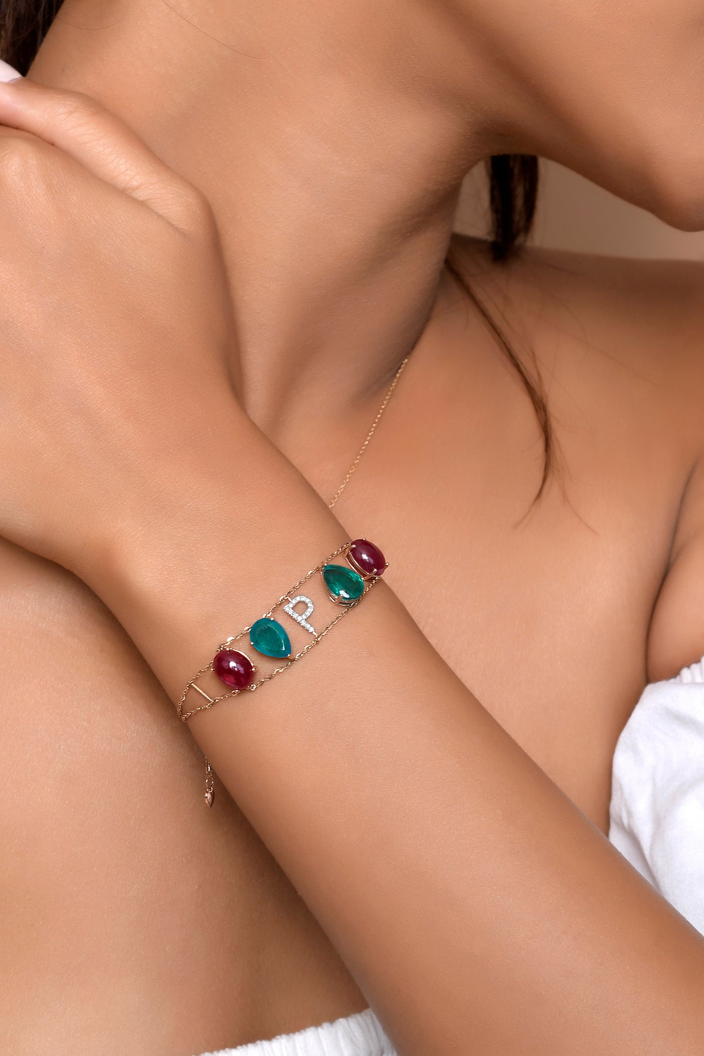 Load image into Gallery viewer, Initial Color Stone Bracelet

