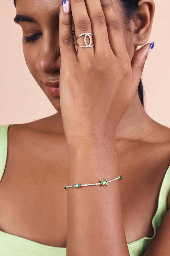 Zambian Oval Emerald and Diamond Bracelet