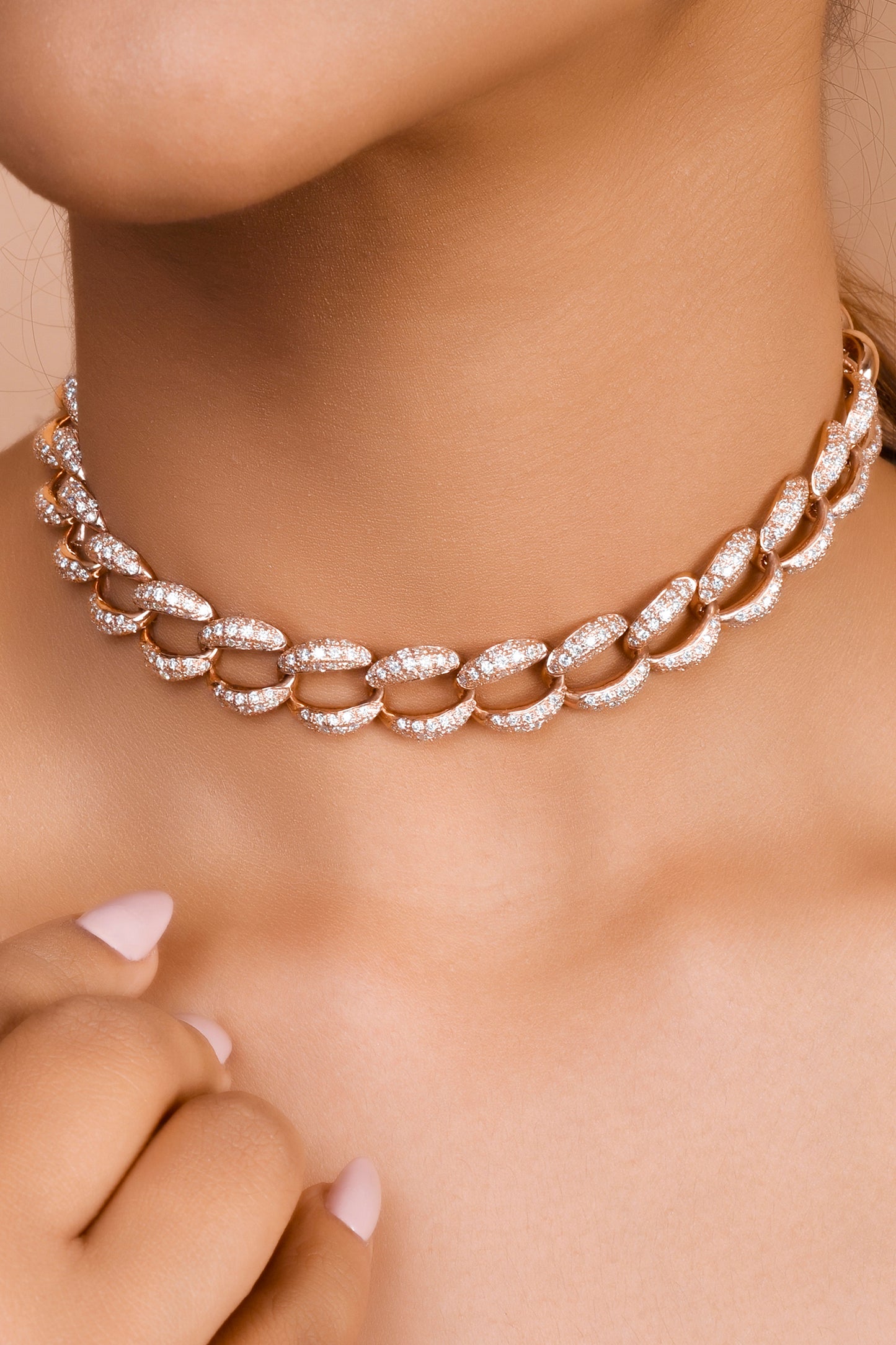 Sonoma Medium Mixed Link Diamond Chain Necklace in 20K Peach Gold –  Reinstein Ross
