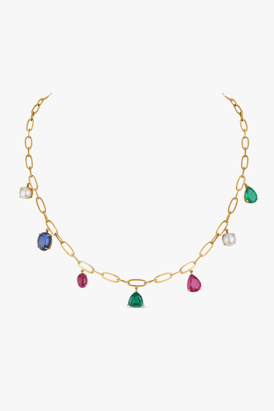 Load image into Gallery viewer, Coloured Stone Paperclip Necklace
