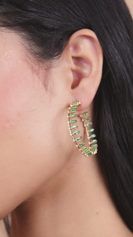 Load and play video in Gallery viewer, Zambian Emerald Spaced Hoops
