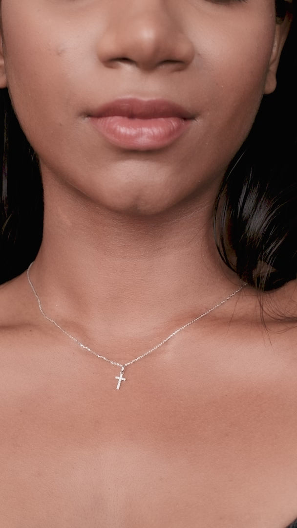 Load and play video in Gallery viewer, Diamond Holy Cross Necklace
